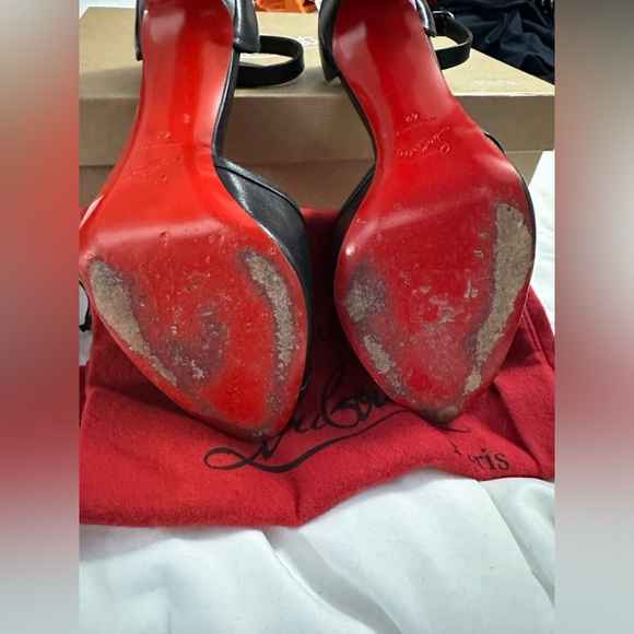 Christian Louboutin Very Kathy 12, Black Leather Sandals Sz 42 - Picture 10 of 13